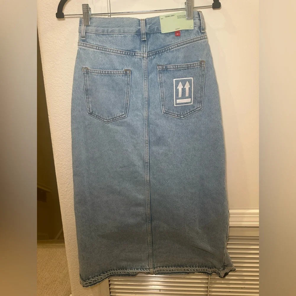 Off-White Blue Denim Ruffles Skirt Size 38 - Picture 7 of 14